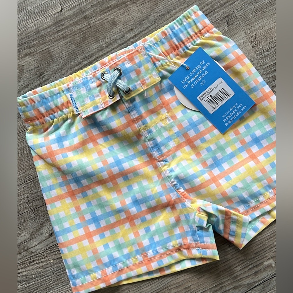 Rugged Butts Pastel Plaid Swim Trunks